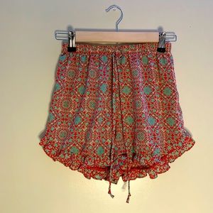 Boho style silk shorts
